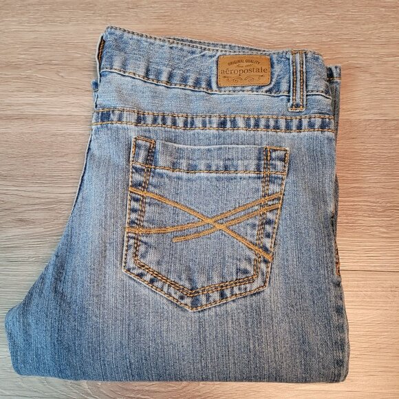 Aeropostale Jeans Size 10 S Hailey Skinny Flare Low Rise Medium Light Wash Y2K - Picture 3 of 12